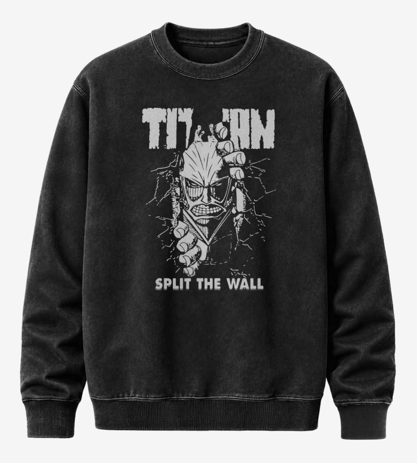 Poleron Polo Acid Wash Negro de Titan - Split The Wall