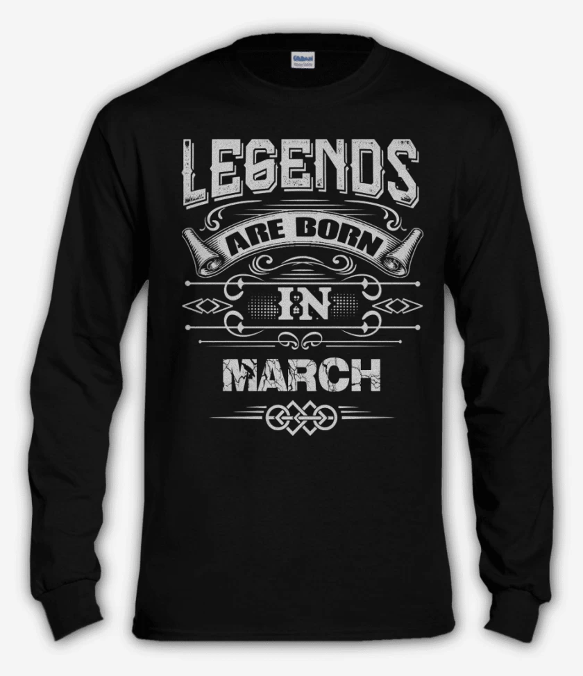 Polera manga larga Negro de leyends are born in march
