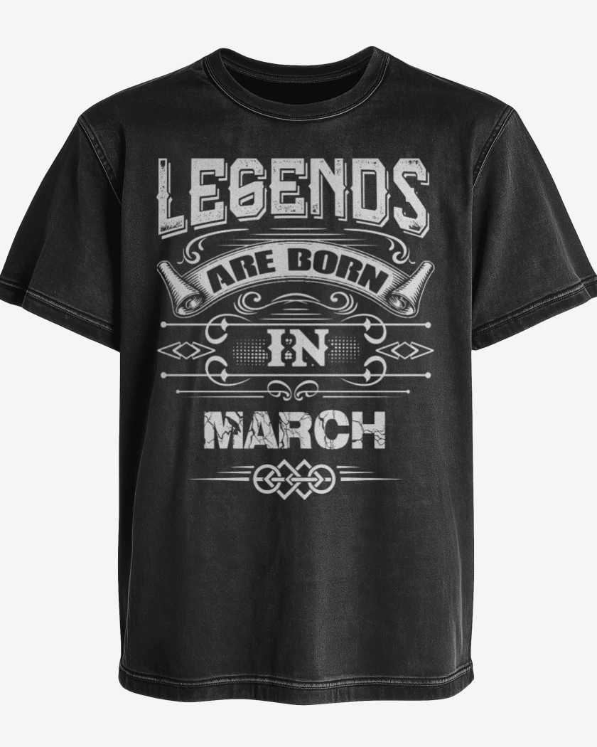 Polera desgastada Negro de leyends are born in march
