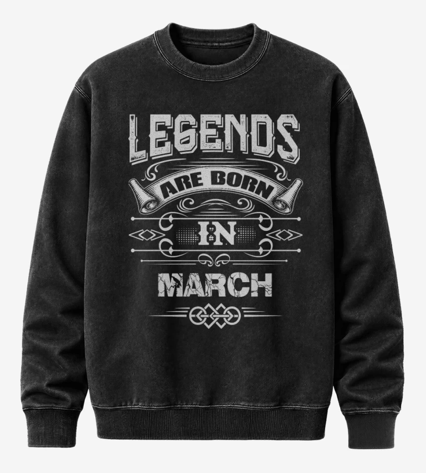 Poleron Polo Acid Wash Negro de leyends are born in march