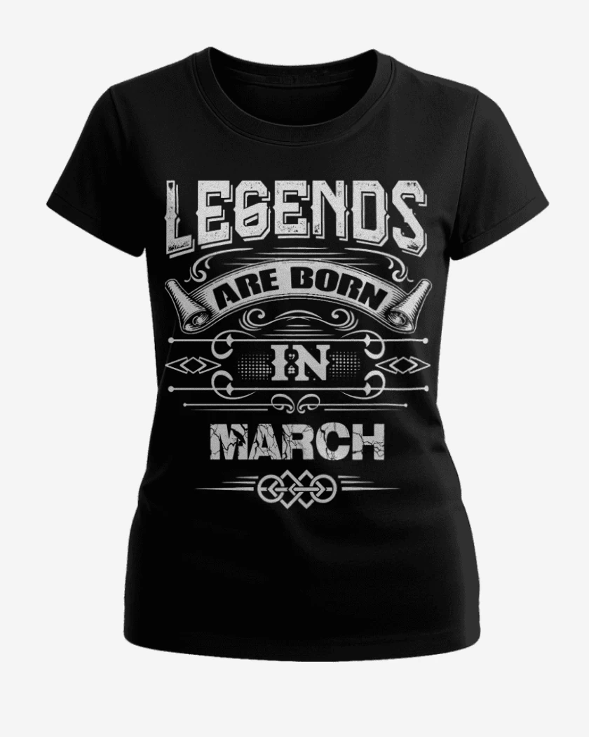Polera de Mujer Negro de leyends are born in march