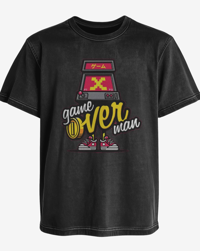 Polera desgastada Negro de Game over man