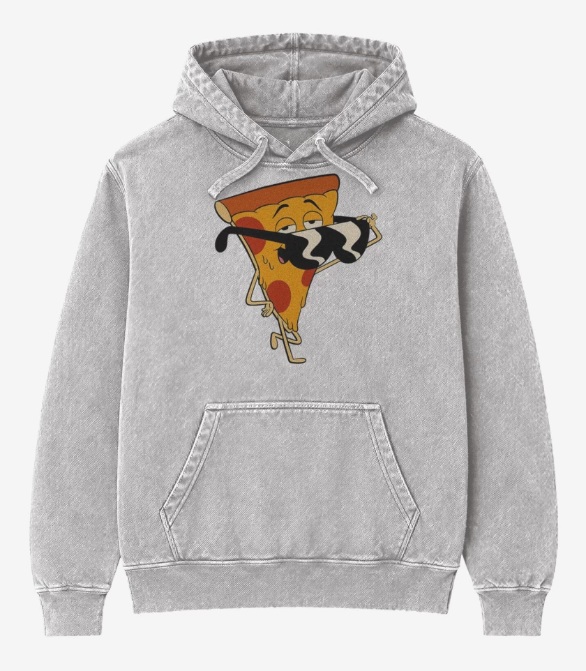 Poleron Canguro Acid Wash Gris Melange de Pizza