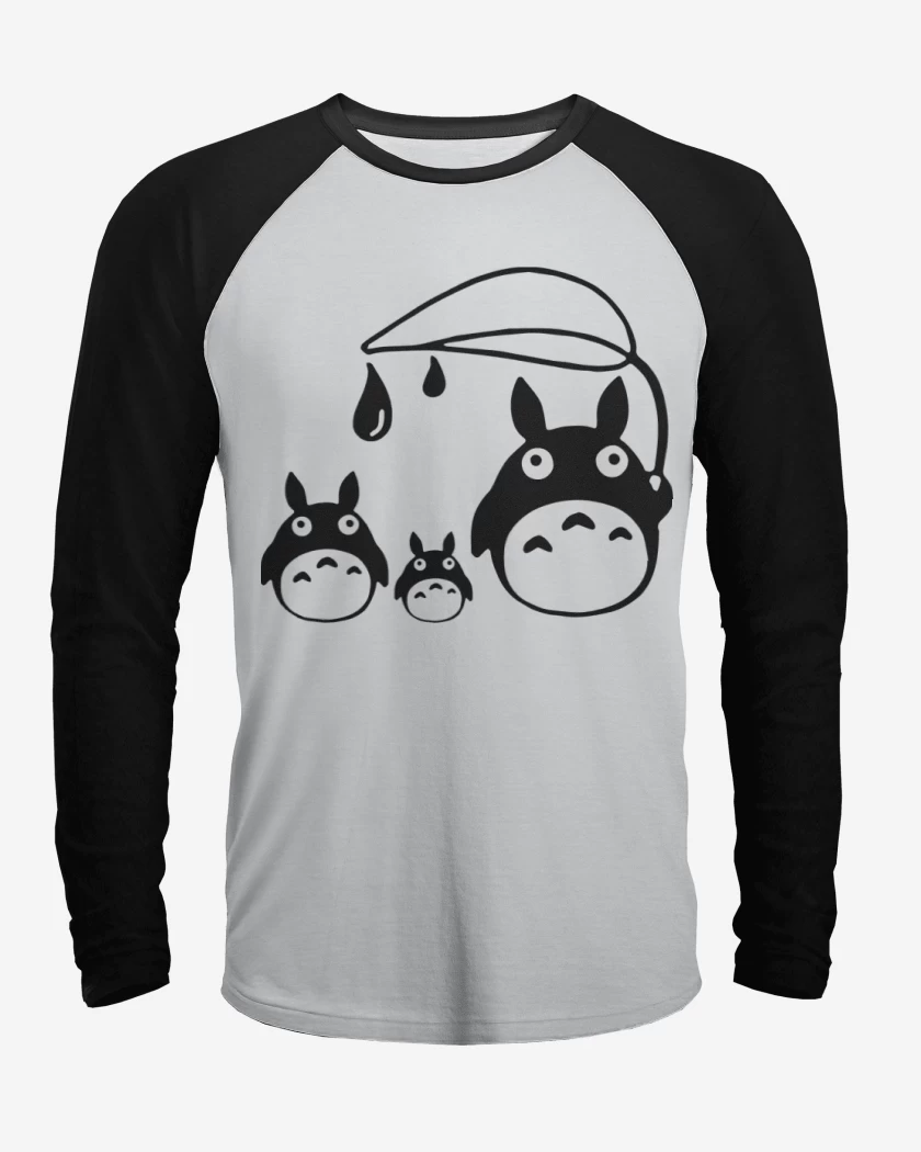 Polera Raglan Blanco / Negro de Totoros