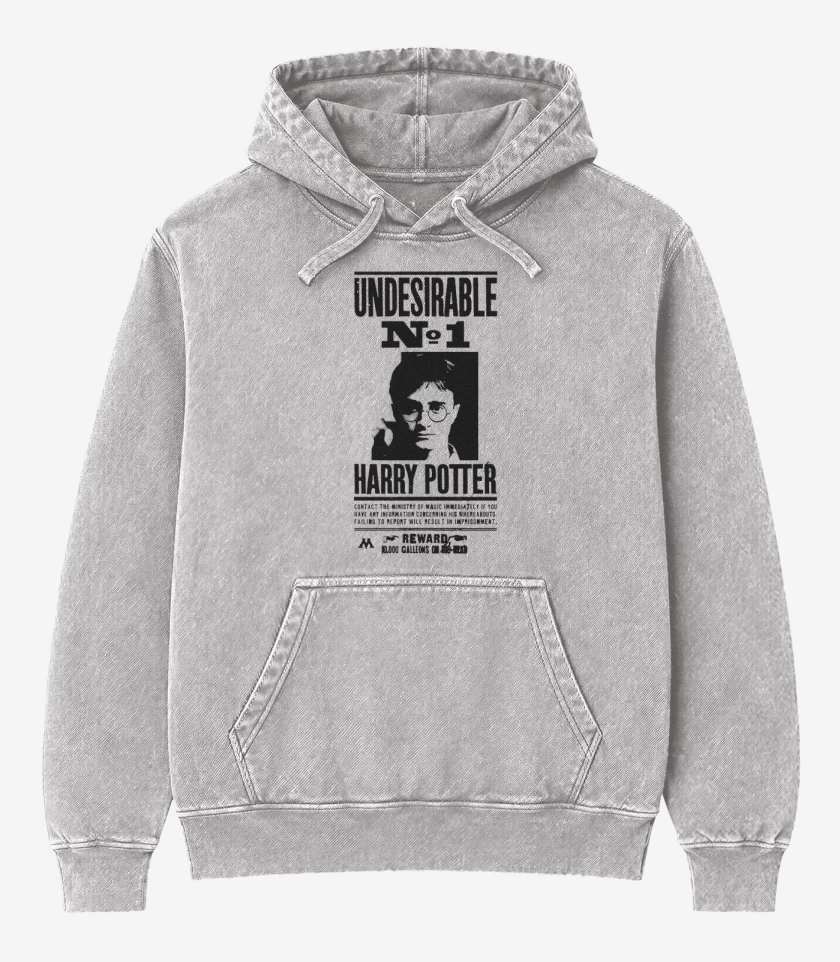 Poleron Canguro Acid Wash Gris Melange de Harry potter wanted