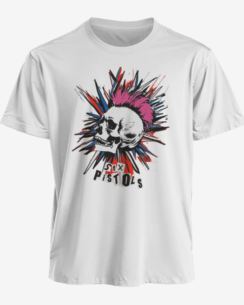 Polera premium Blanco de Sex Pistols Full color