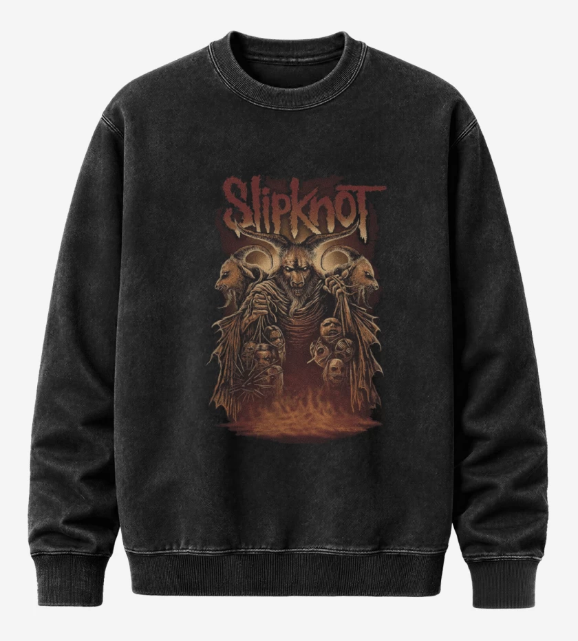 Poleron Polo Acid Wash Negro de Slipknot full color