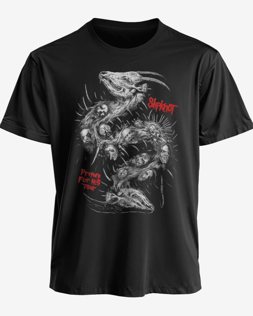 Polera premium Negro de Slipknot full color 2