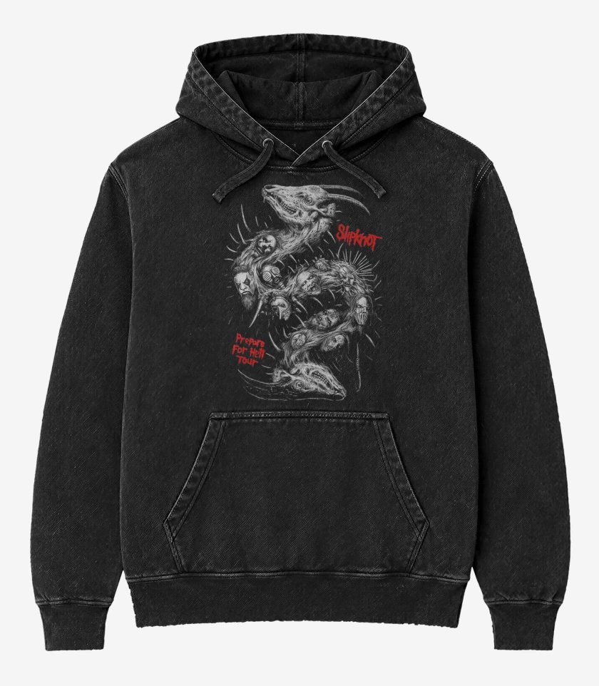 Poleron Canguro Acid Wash Negro de Slipknot full color 2