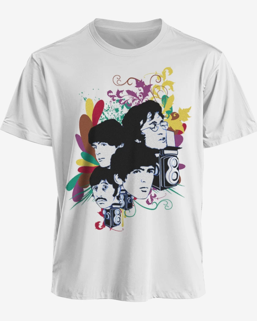 Polera premium Blanco de The Beatles full color