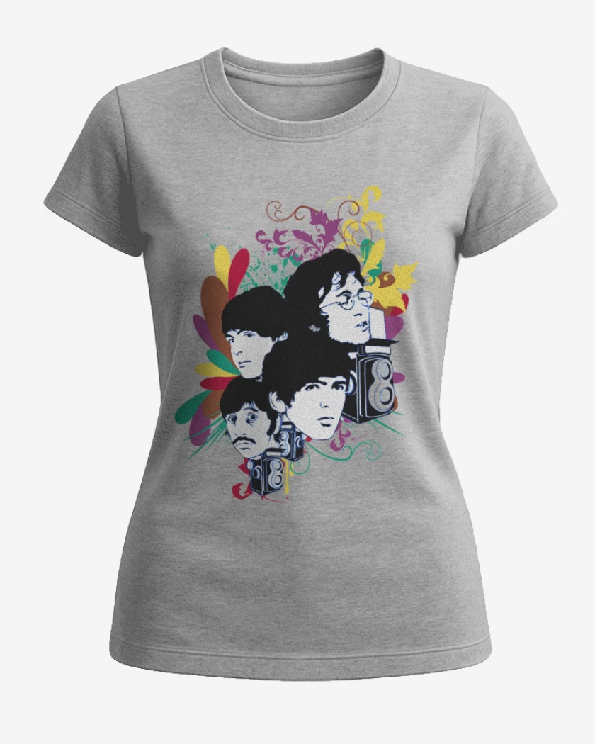 Polera de Mujer Gris Melange de The Beatles full color