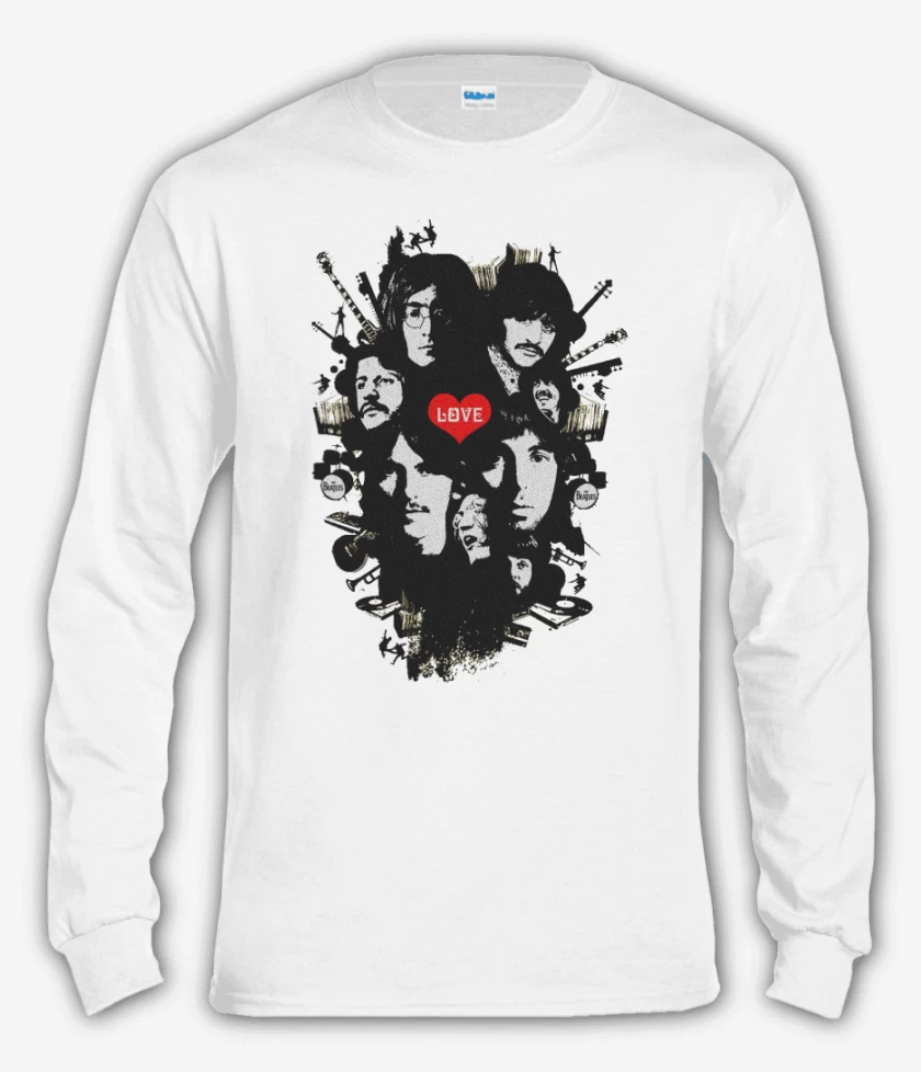 Polera manga larga Blanco de The Beatles full color 2