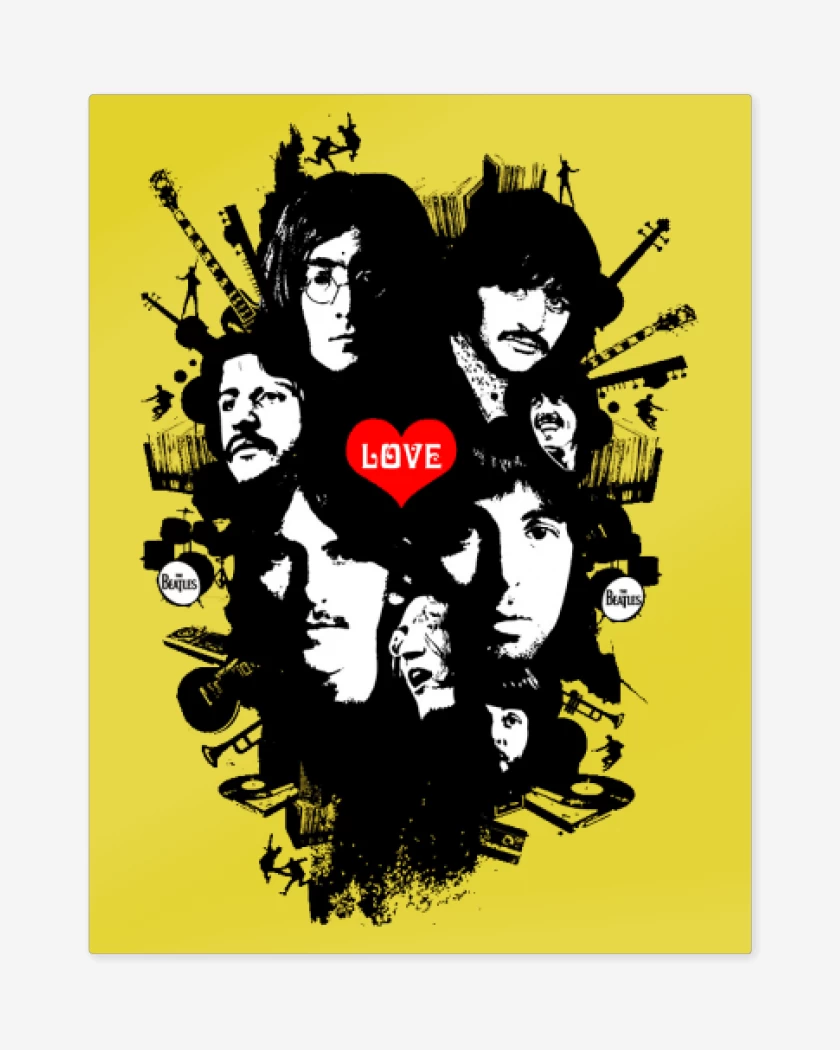 Print metalico Amarillo de The Beatles full color 2