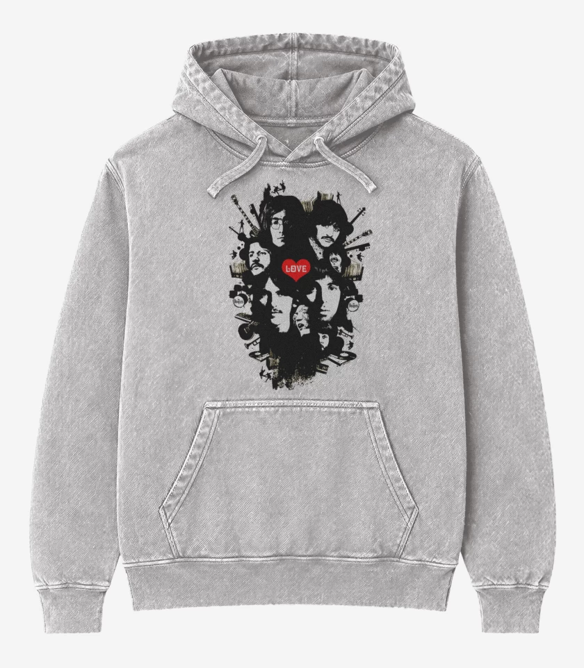 Poleron Canguro Acid Wash Gris Melange de The Beatles full color 2
