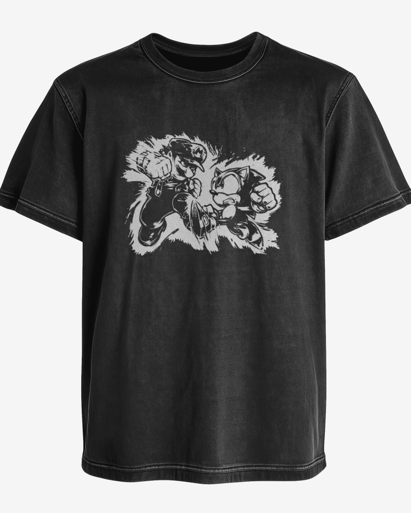 Polera desgastada Tio del bigote Vs Herizo Sonico
