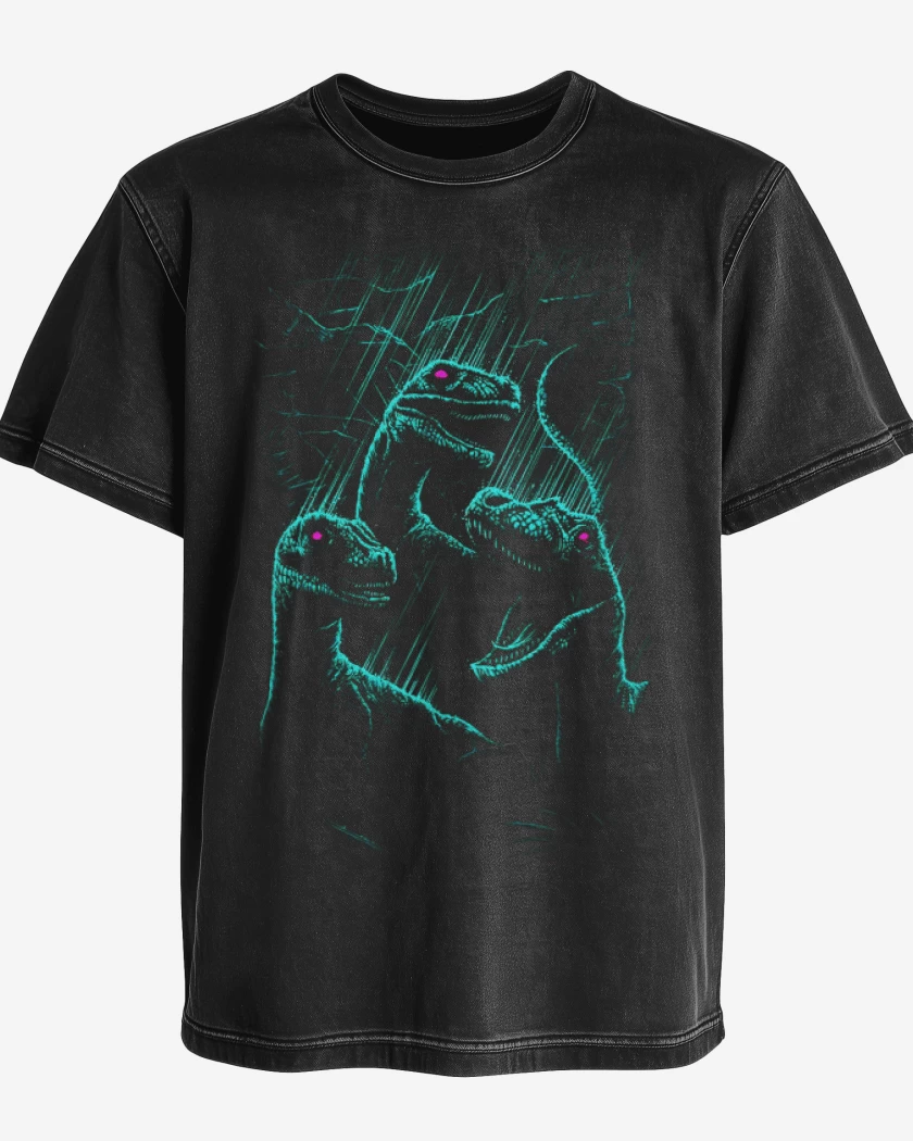 Polera desgastada Negro de Dinosauritos