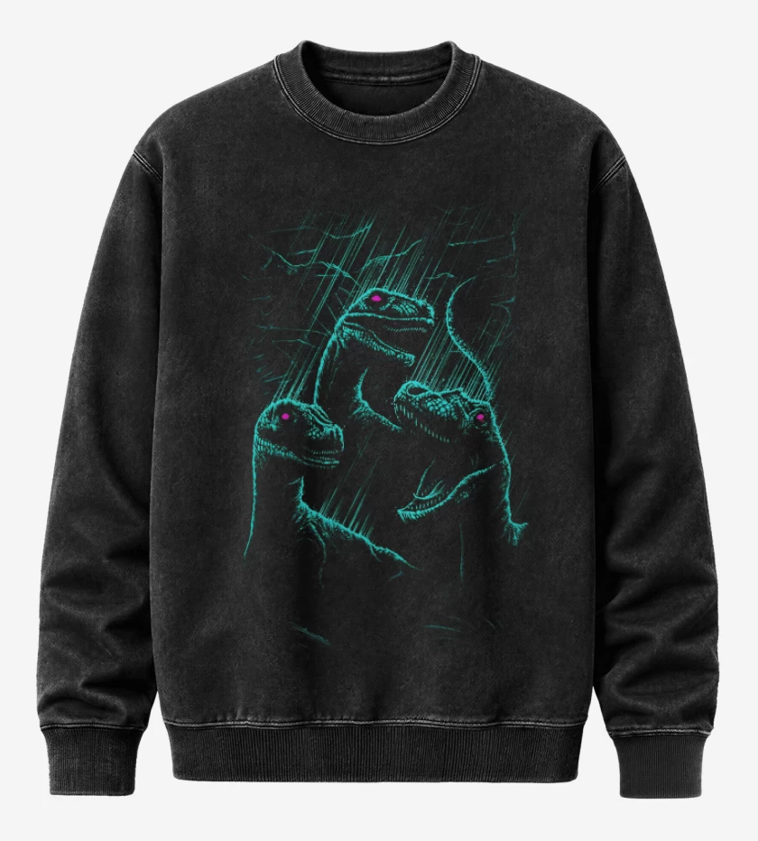 Poleron Polo Acid Wash Negro de Dinosauritos