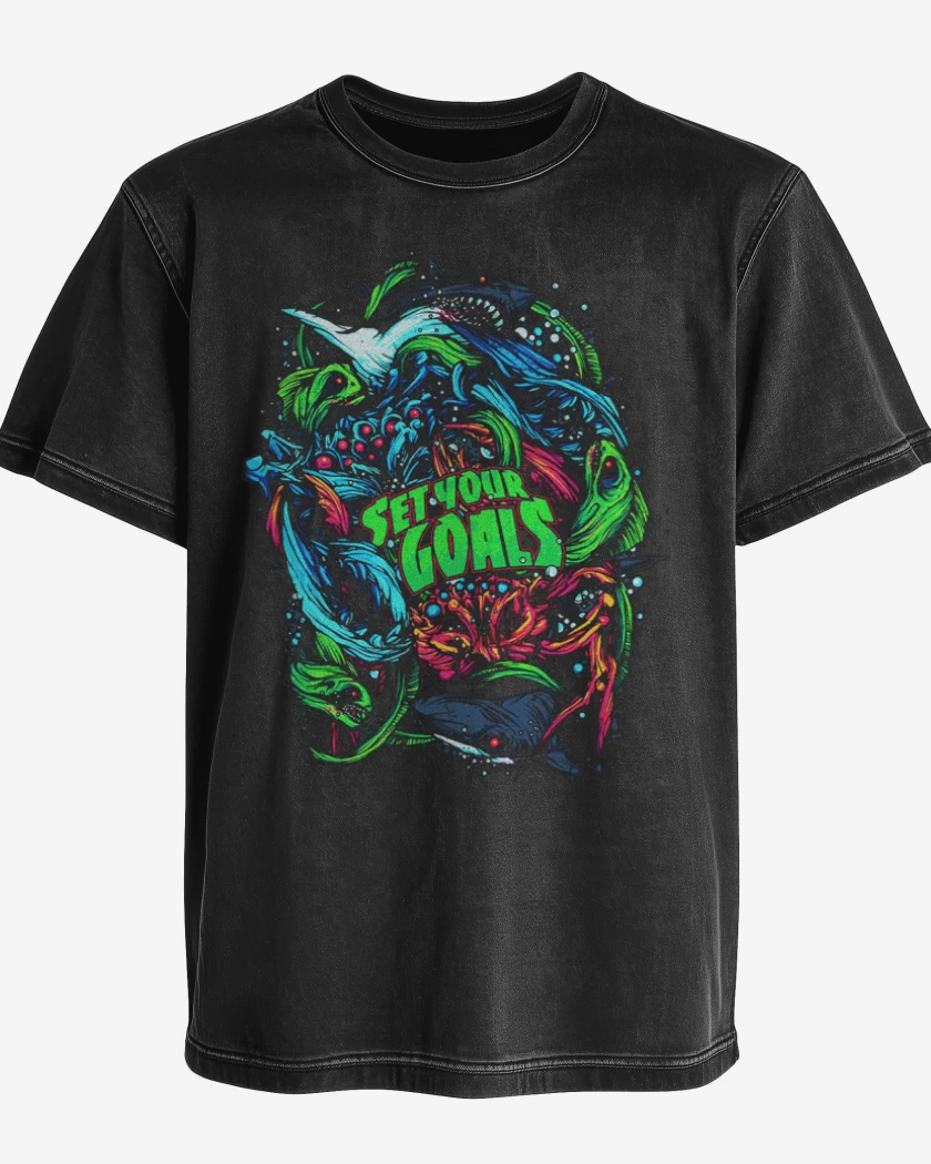 Polera desgastada Negro de Tiburoncines