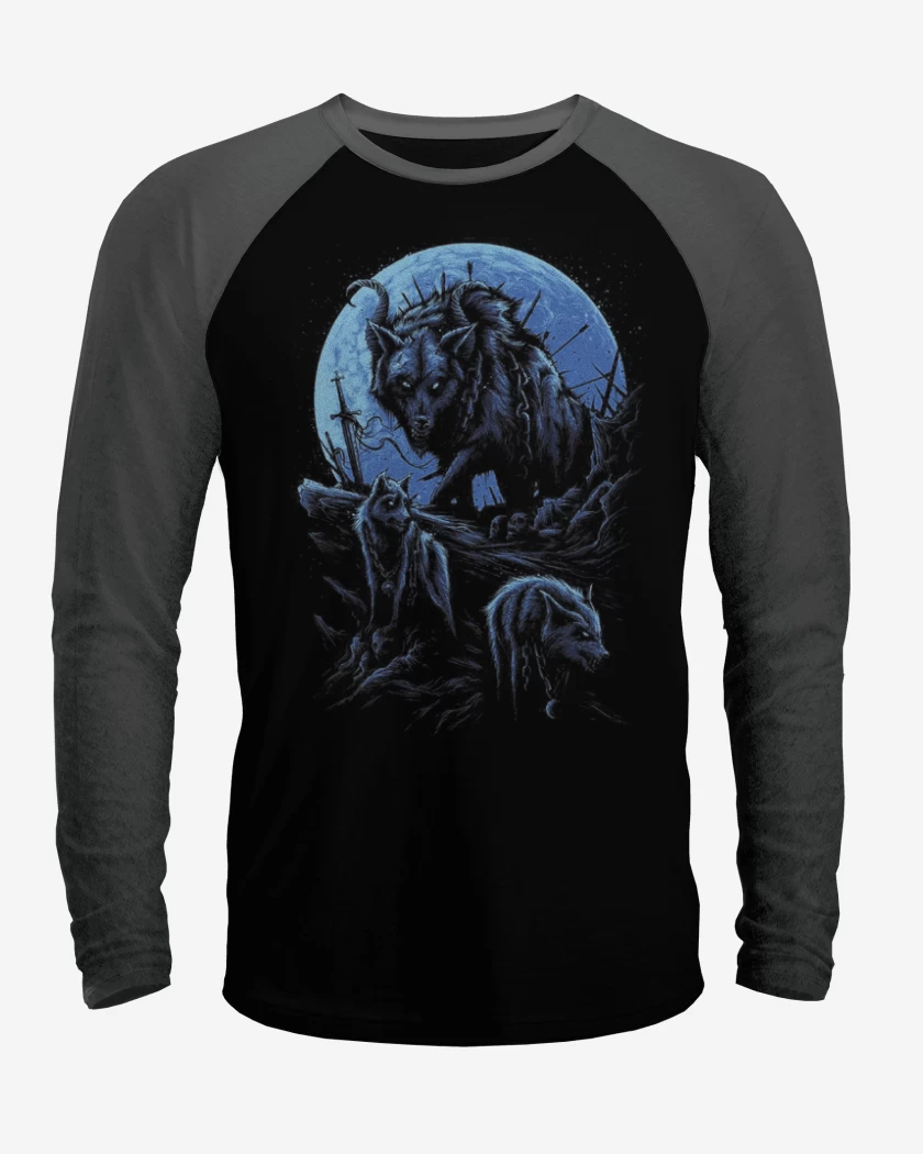 Polera Raglan Negro / Negro Heather de Wolf 3