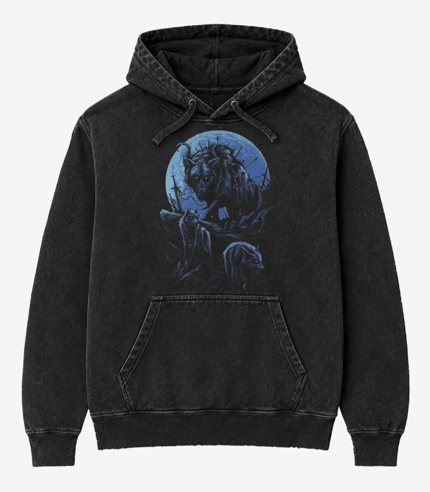 Poleron Canguro Acid Wash Negro de Wolf 3