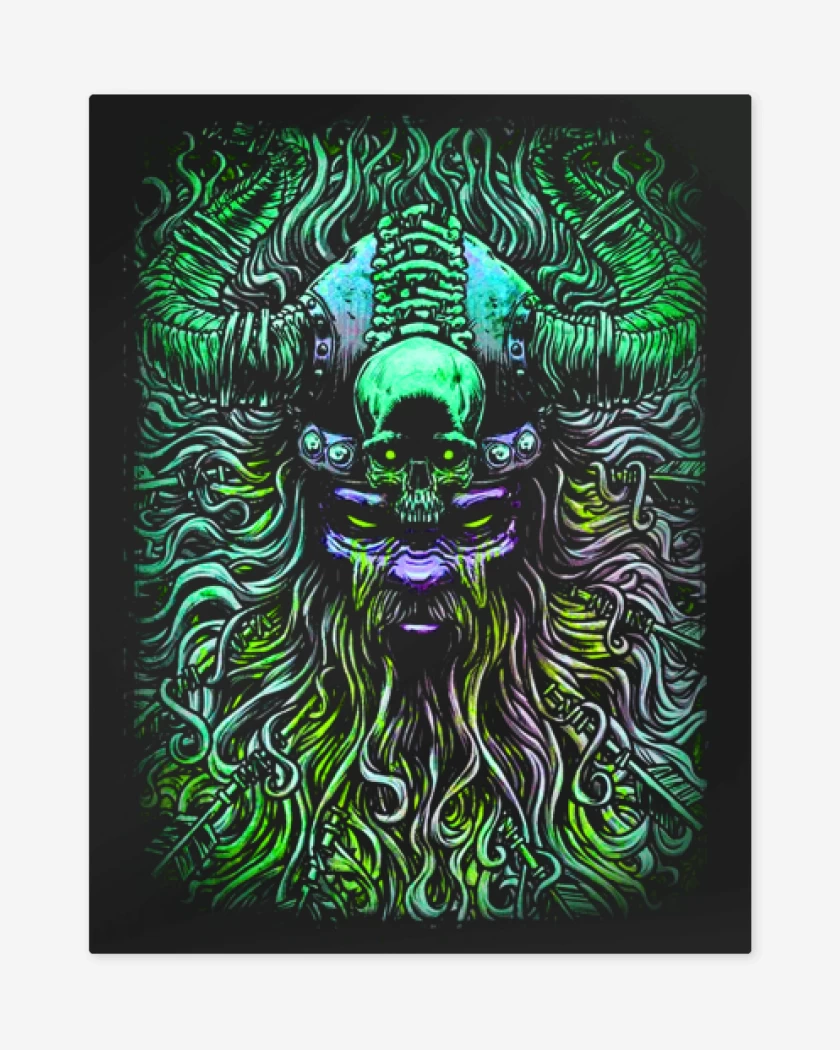 Print metalico Negro de Vikingo loco