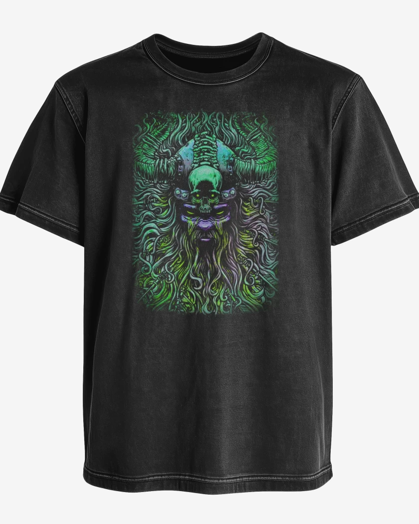 Polera desgastada Negro de Vikingo loco
