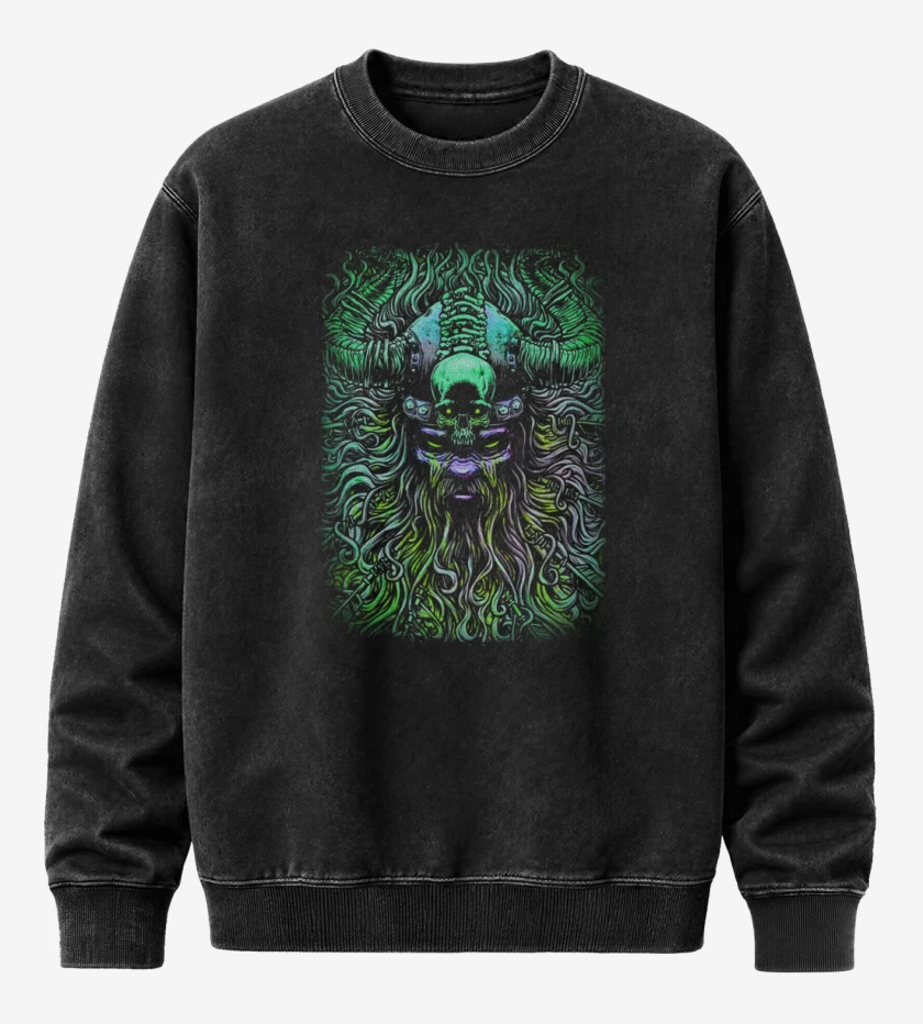 Poleron Polo Acid Wash Negro de Vikingo loco