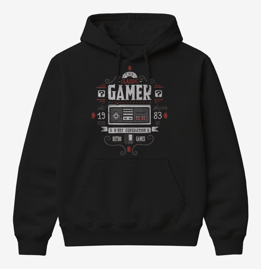 Poleron Canguro básico Negro de Classic Gamer