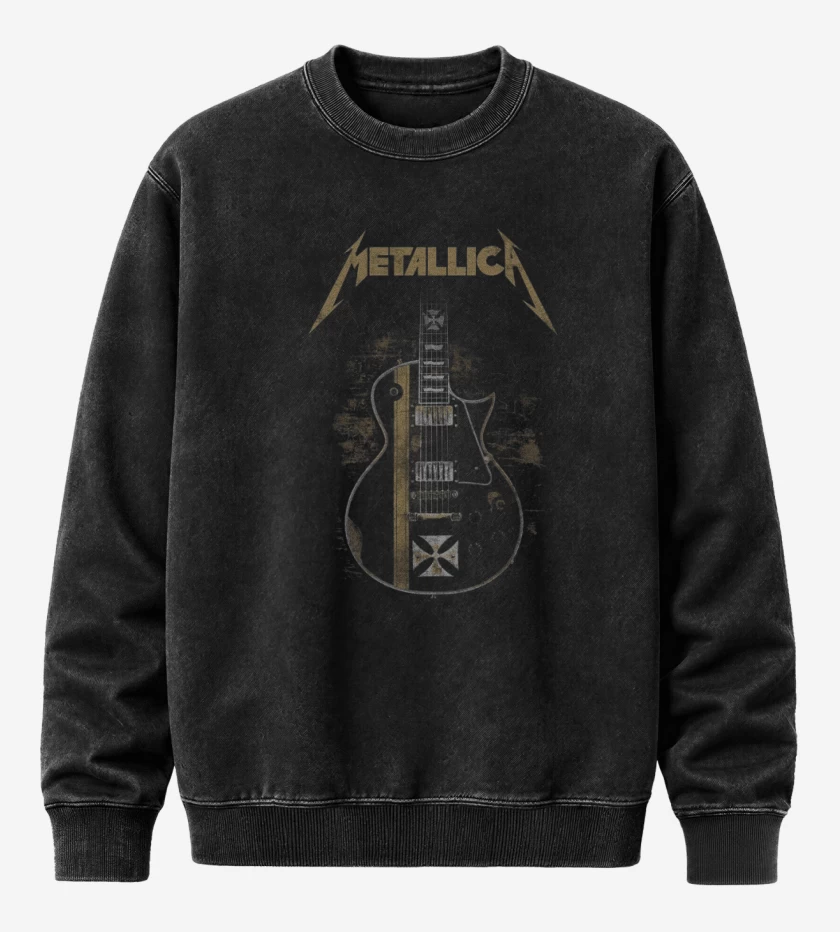 Poleron Polo Acid Wash Negro de Metallica 1