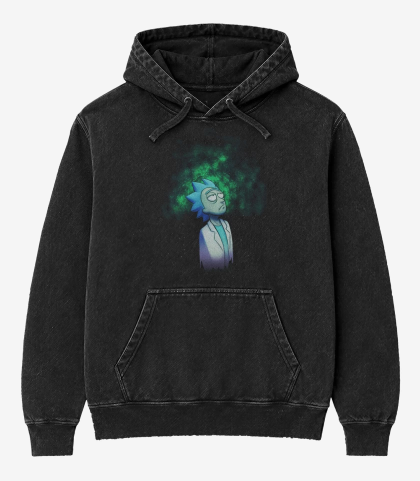 Poleron Canguro Acid Wash Negro de Rick