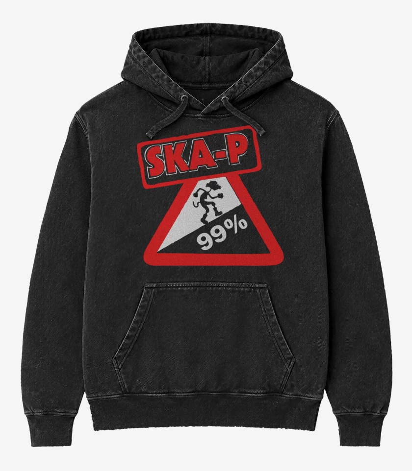 Poleron Canguro Acid Wash Negro de Ska-p