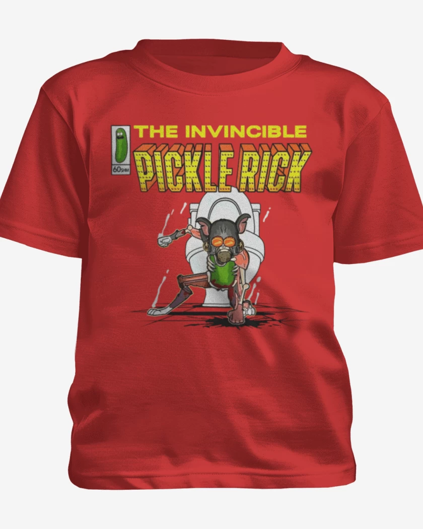 Polera de niño Rojo de The invincible Pickle Rick