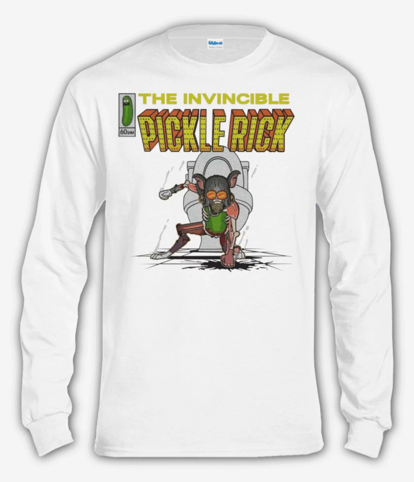 Polera manga larga Blanco de The invincible Pickle Rick