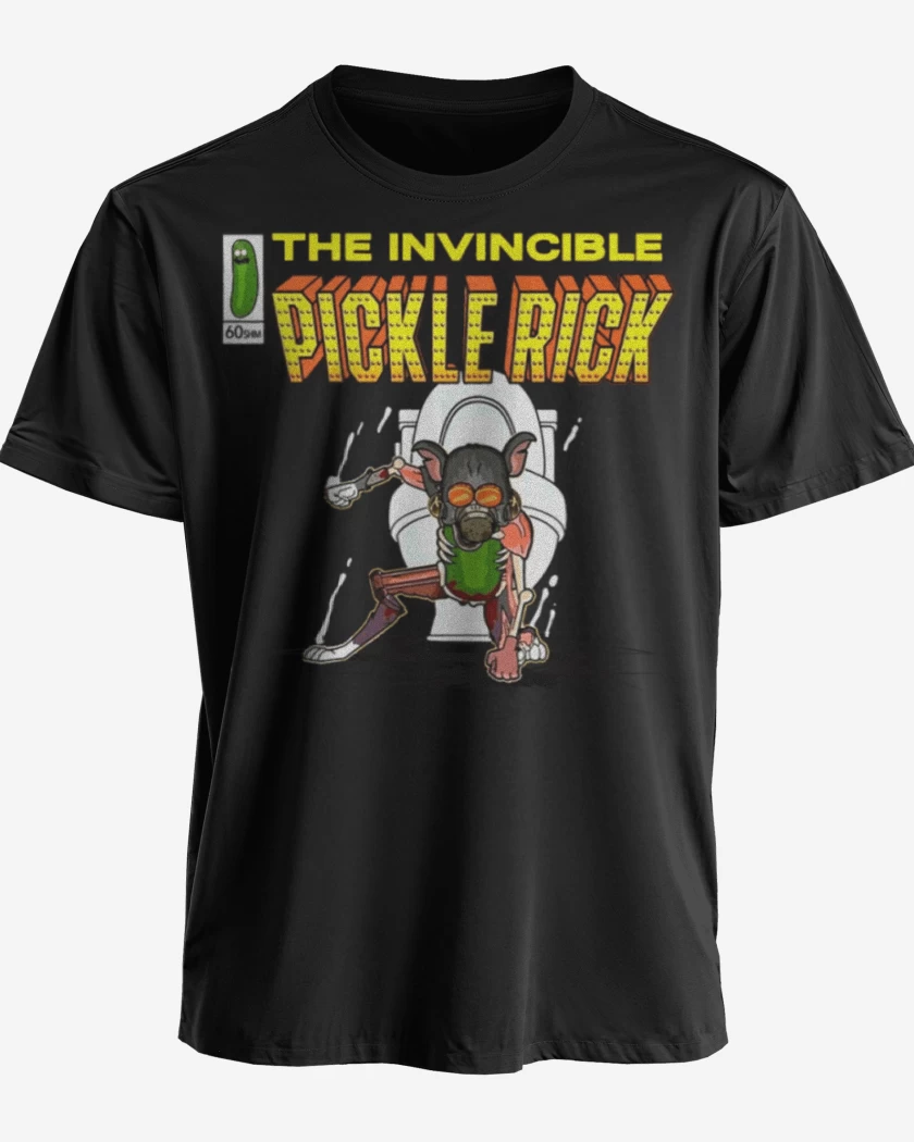 Polera premium Negro de The invincible Pickle Rick