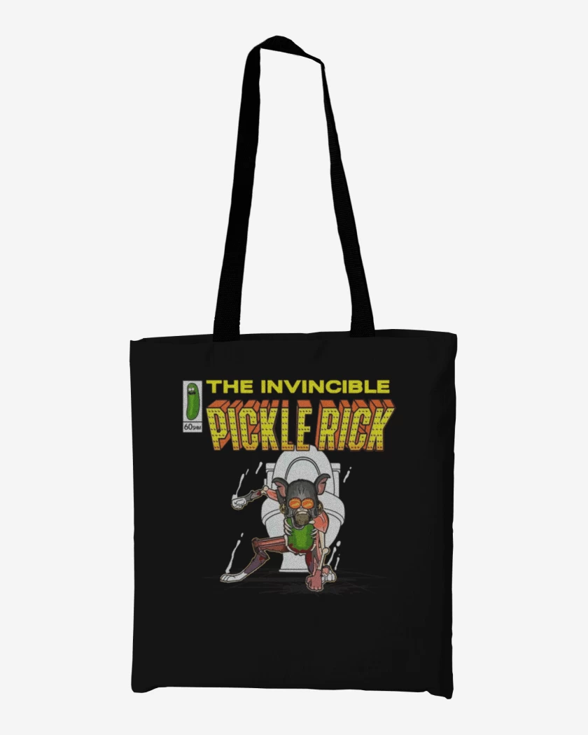 Totebag Negro de The invincible Pickle Rick