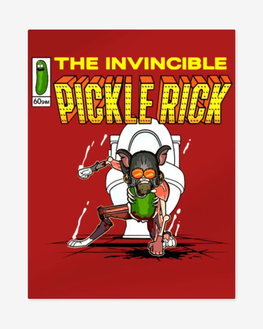 Print metalico Rojo de The invincible Pickle Rick