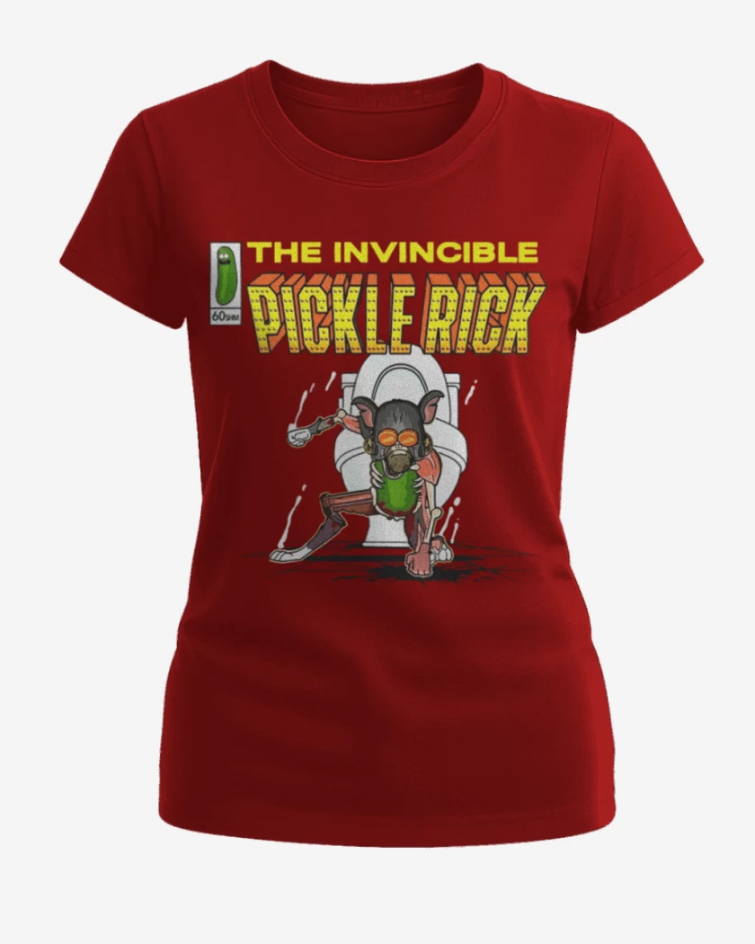 Polera de Mujer Rojo de The invincible Pickle Rick