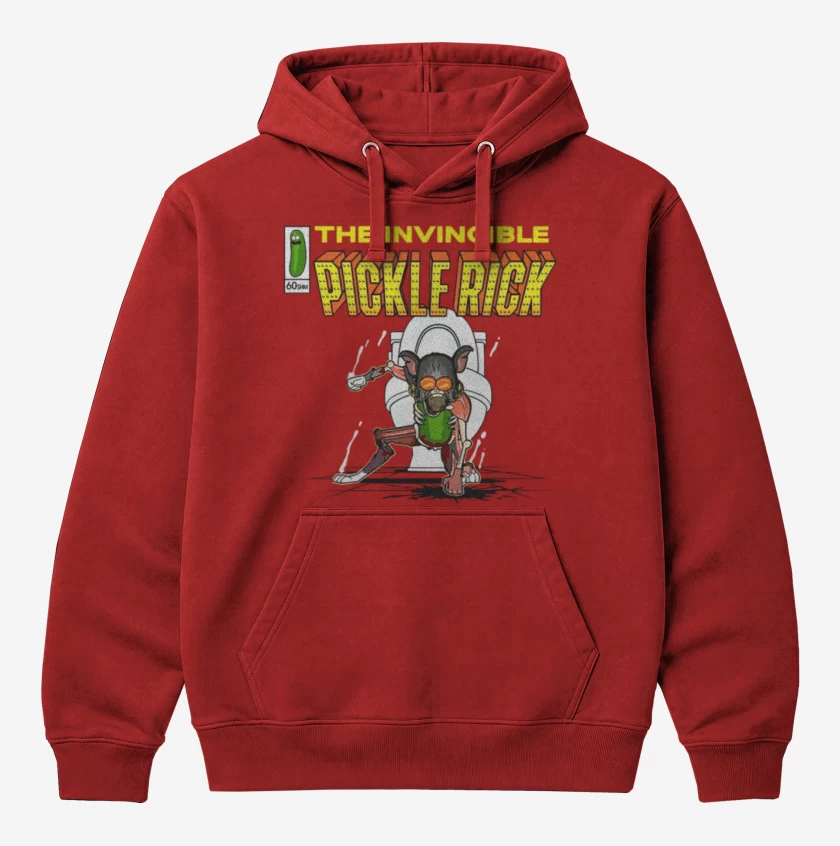 Polerón Canguro Rojo de The invincible Pickle Rick