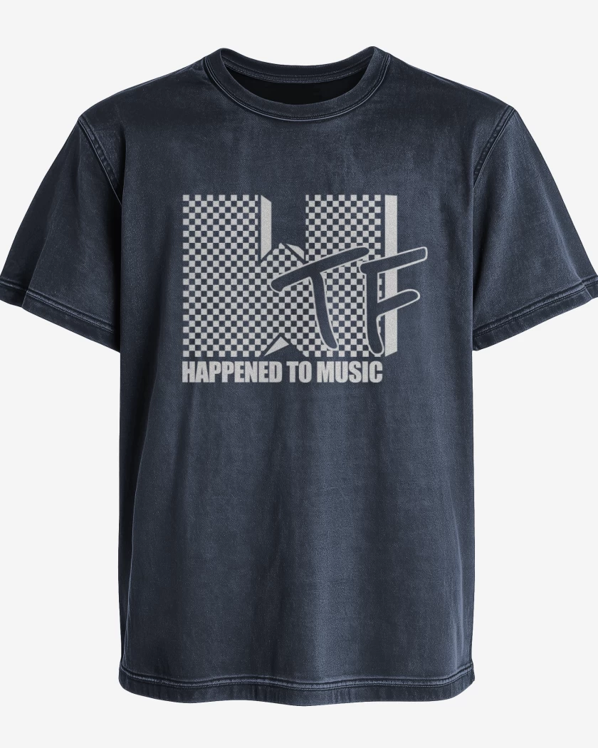 Polera desgastada Azul Marino de WTF - Happened to music