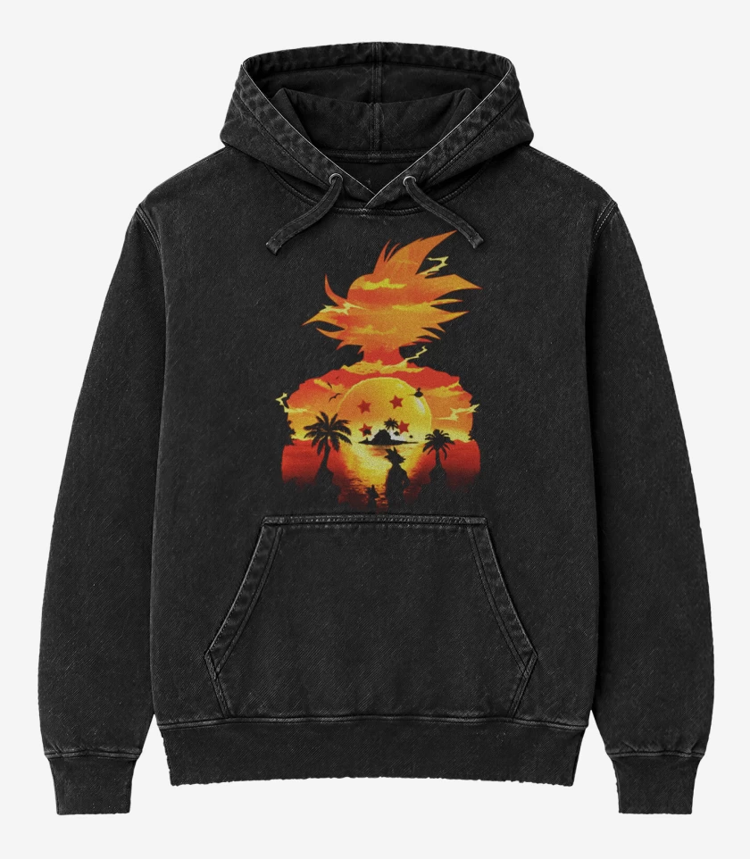 Poleron Canguro Acid Wash Negro de Dbz horizonte