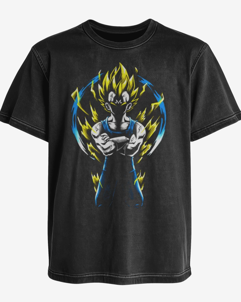 Polera desgastada Negro de Majin vegeta