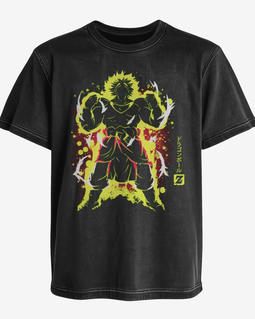 Polera desgastada Negro de Broly