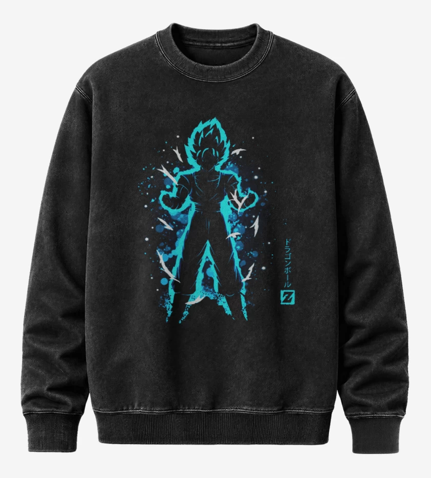 Poleron Polo Acid Wash Negro de Goku 3