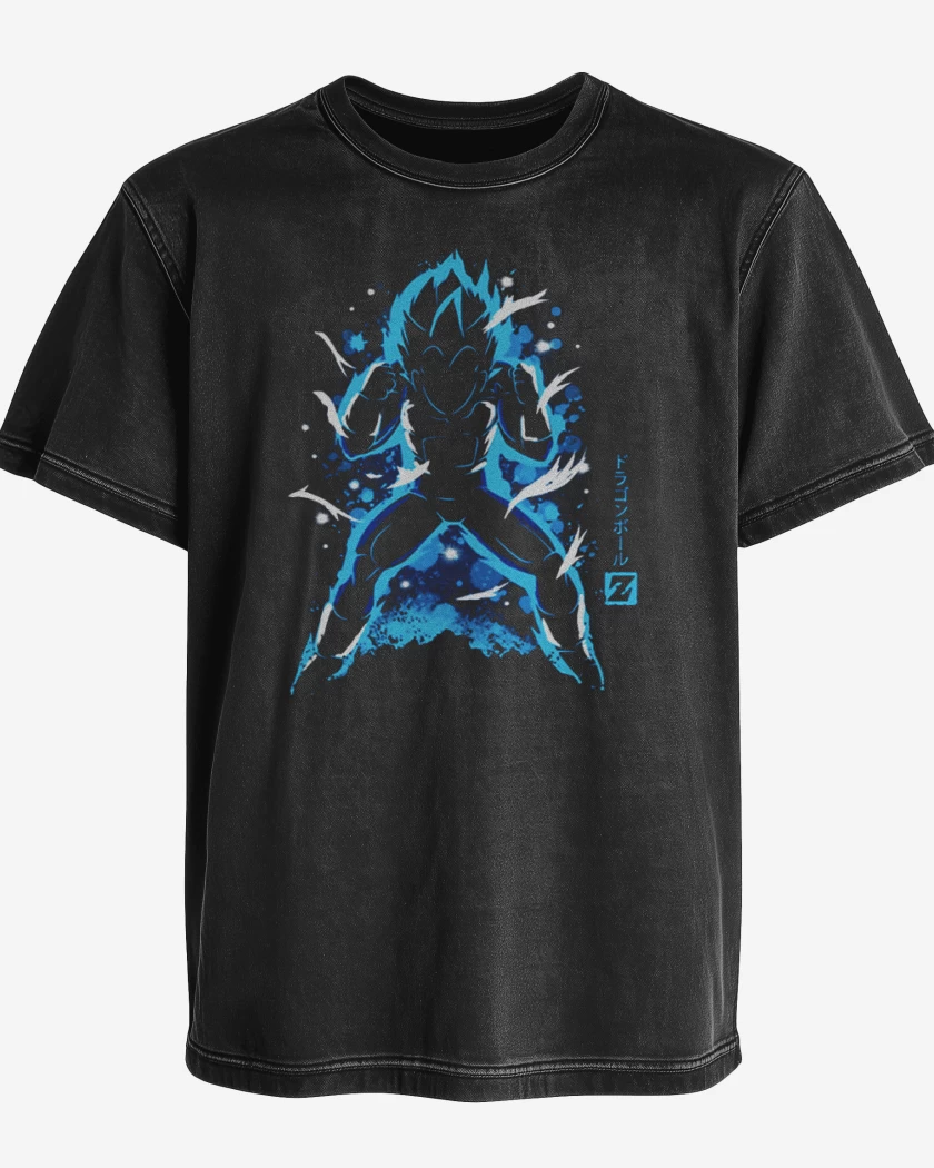 Polera desgastada Negro de Vegeta full colors
