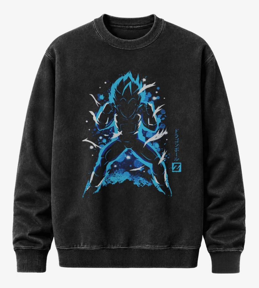 Poleron Polo Acid Wash Negro de Vegeta full colors