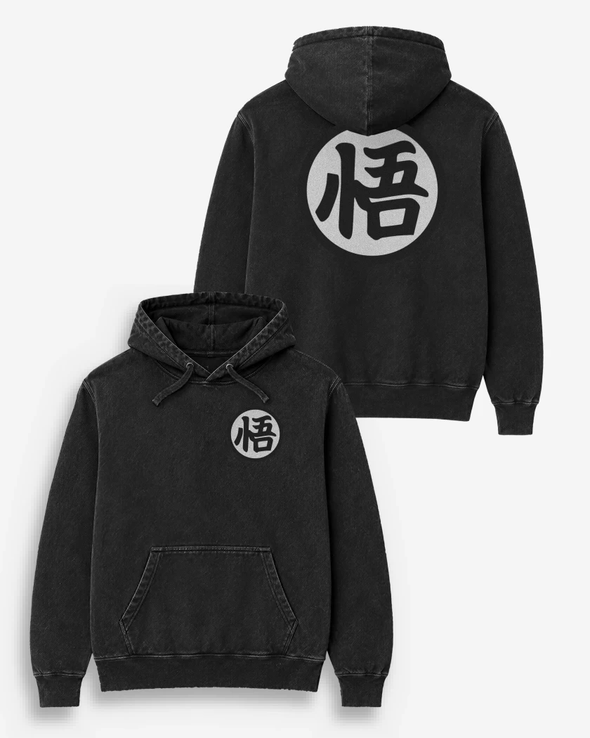 Poleron Canguro Acid Wash Kanji dragon ball super 