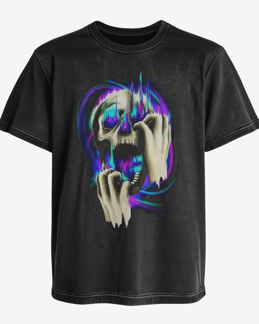 Polera desgastada Galaxia Skull