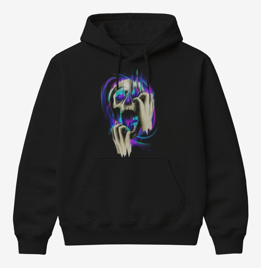 Poleron Canguro básico Negro de Galaxia Skull