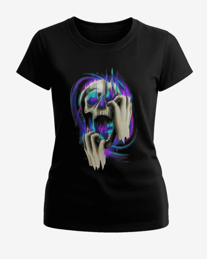 Polera de Mujer Negro de Galaxia Skull