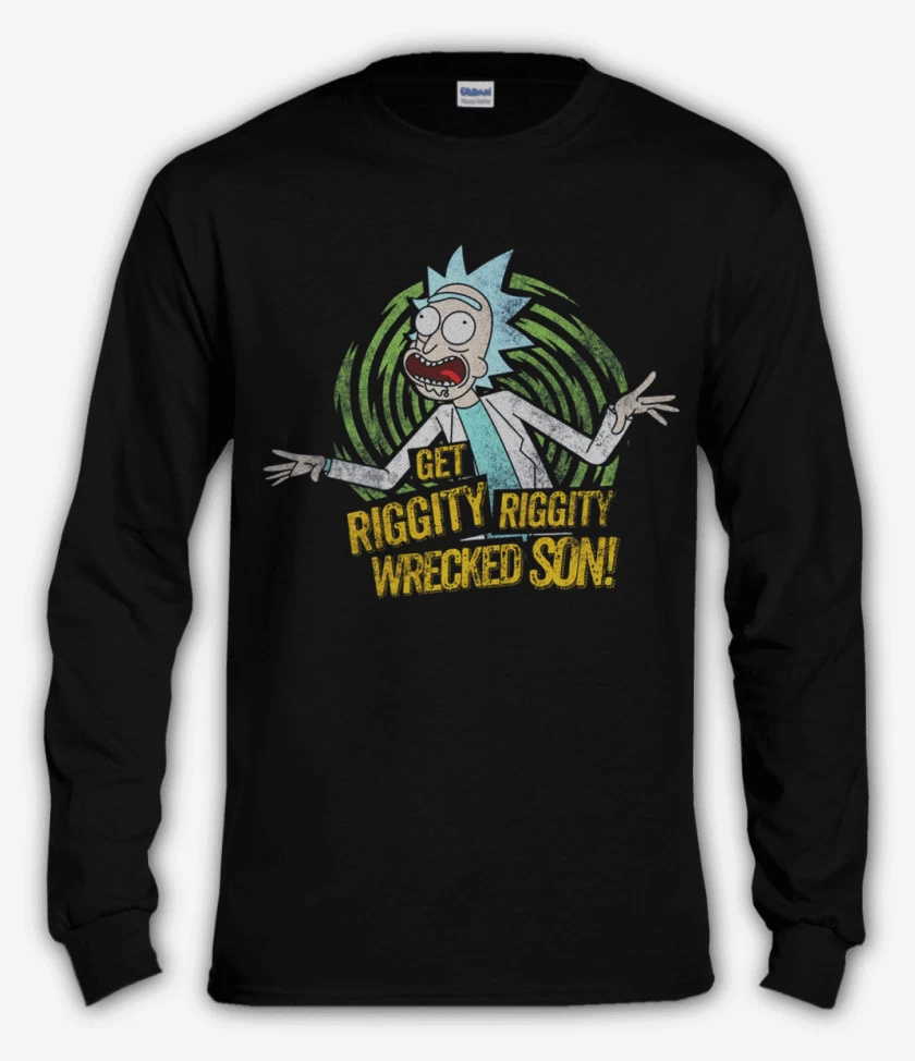 Polera manga larga Negro de get riggity riggity wrecked son